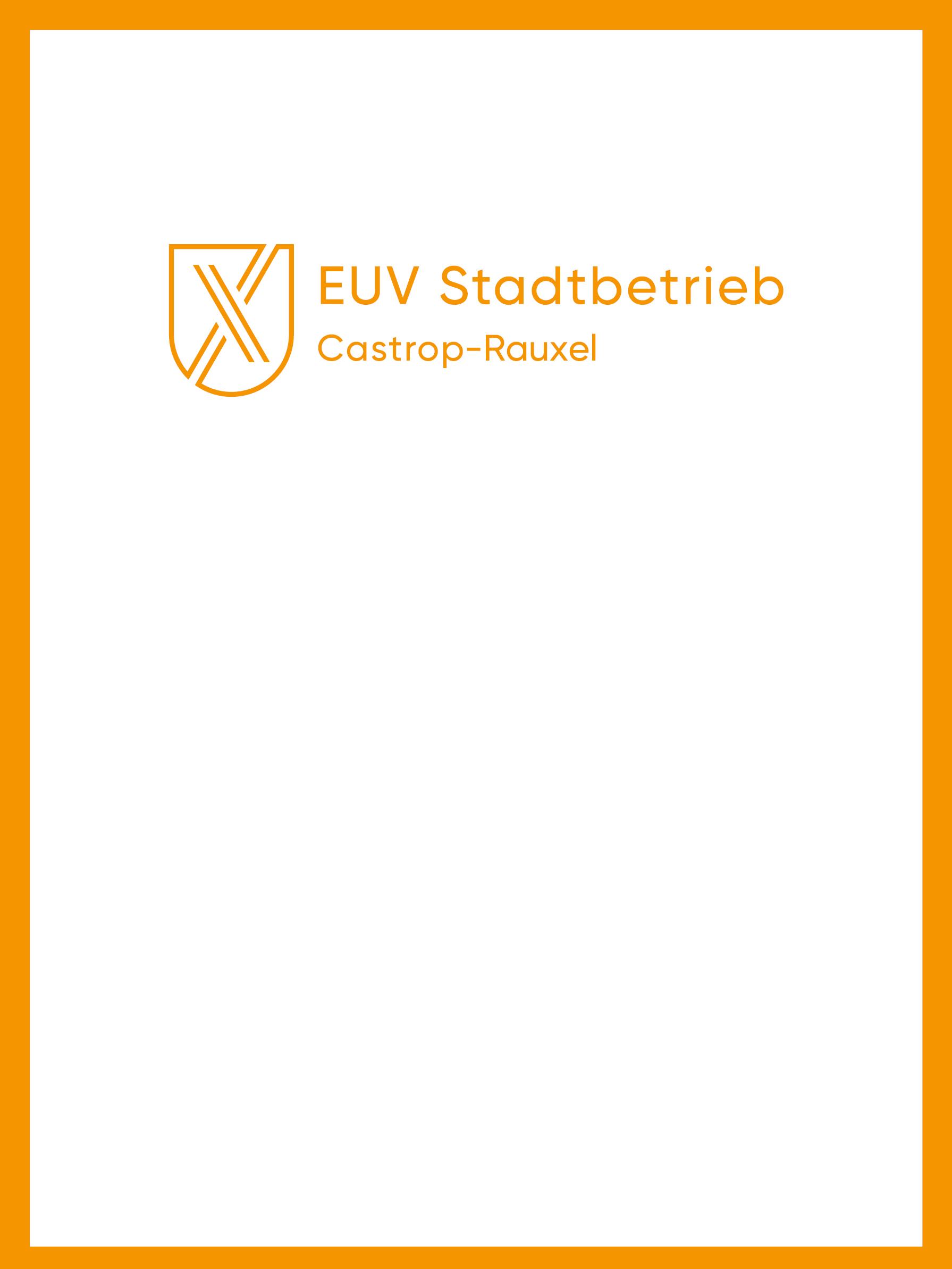 Logo f&uuml;r den EUV-Stadtbetrieb mit orangenem Rahmen