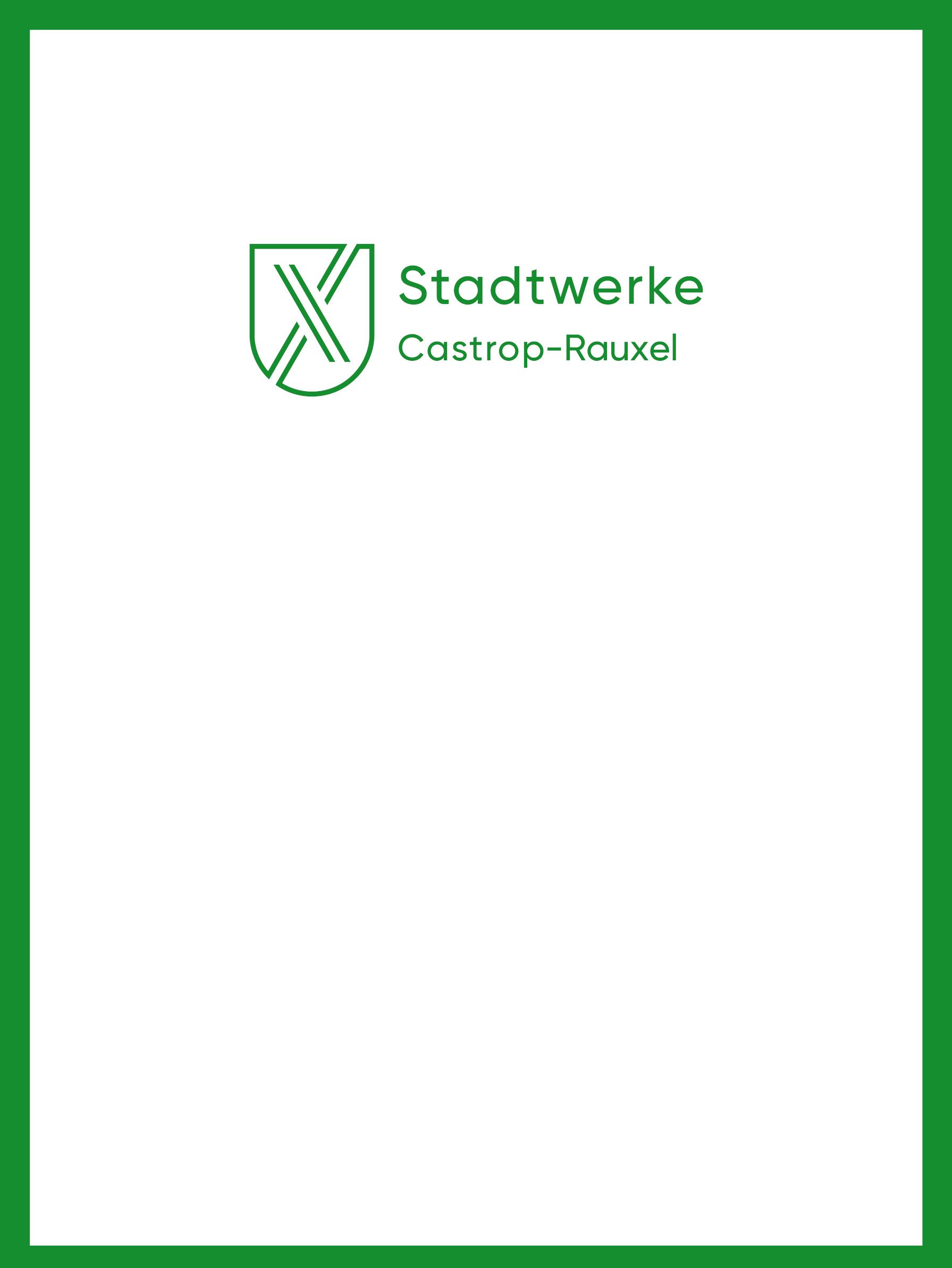 Logo der Stadtwerke Castrop-Rauxel mit gr&uuml;nem Rahmen